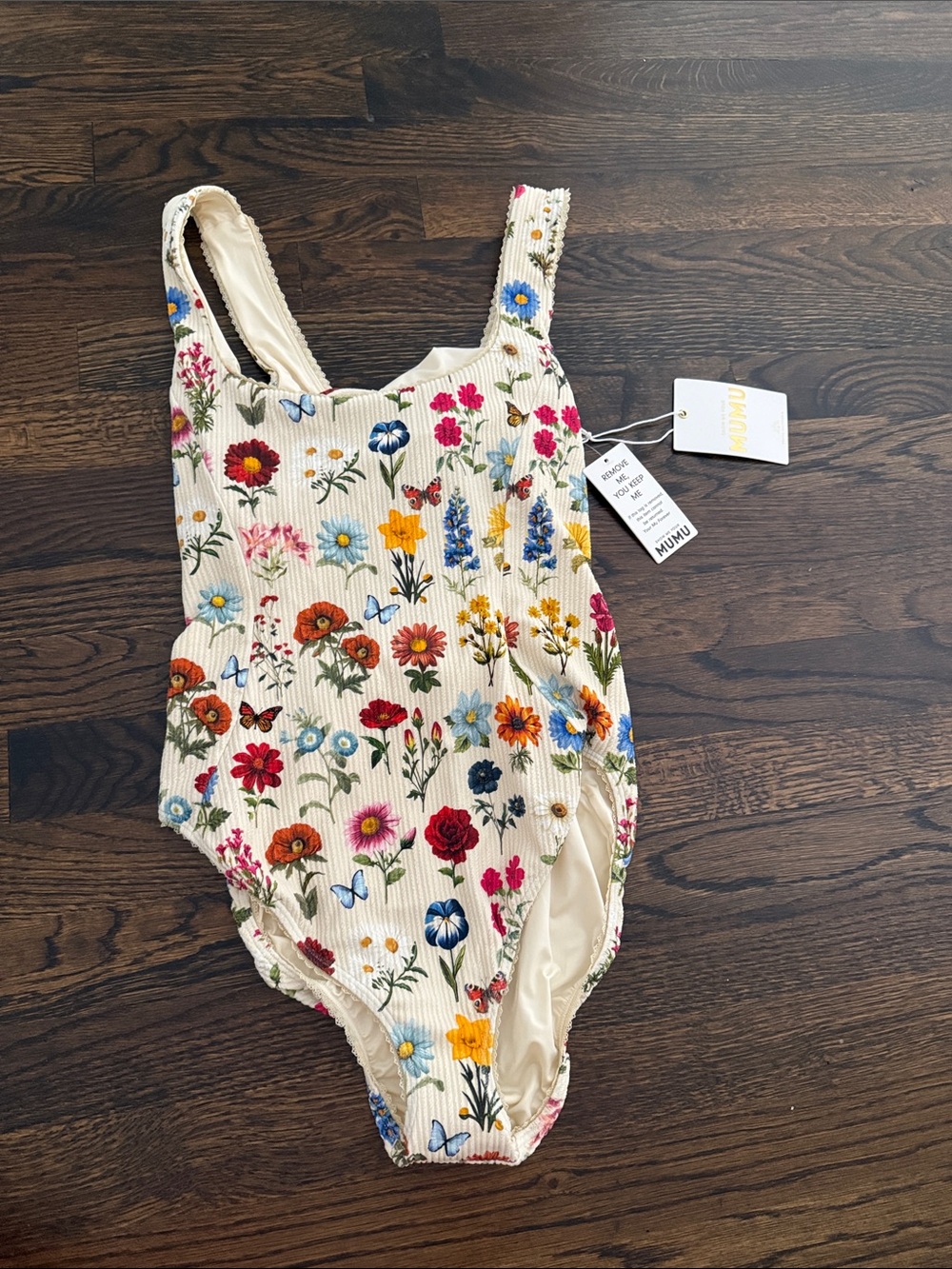 Show Me Your MuMu Cream Floral Ribbed One-Piece